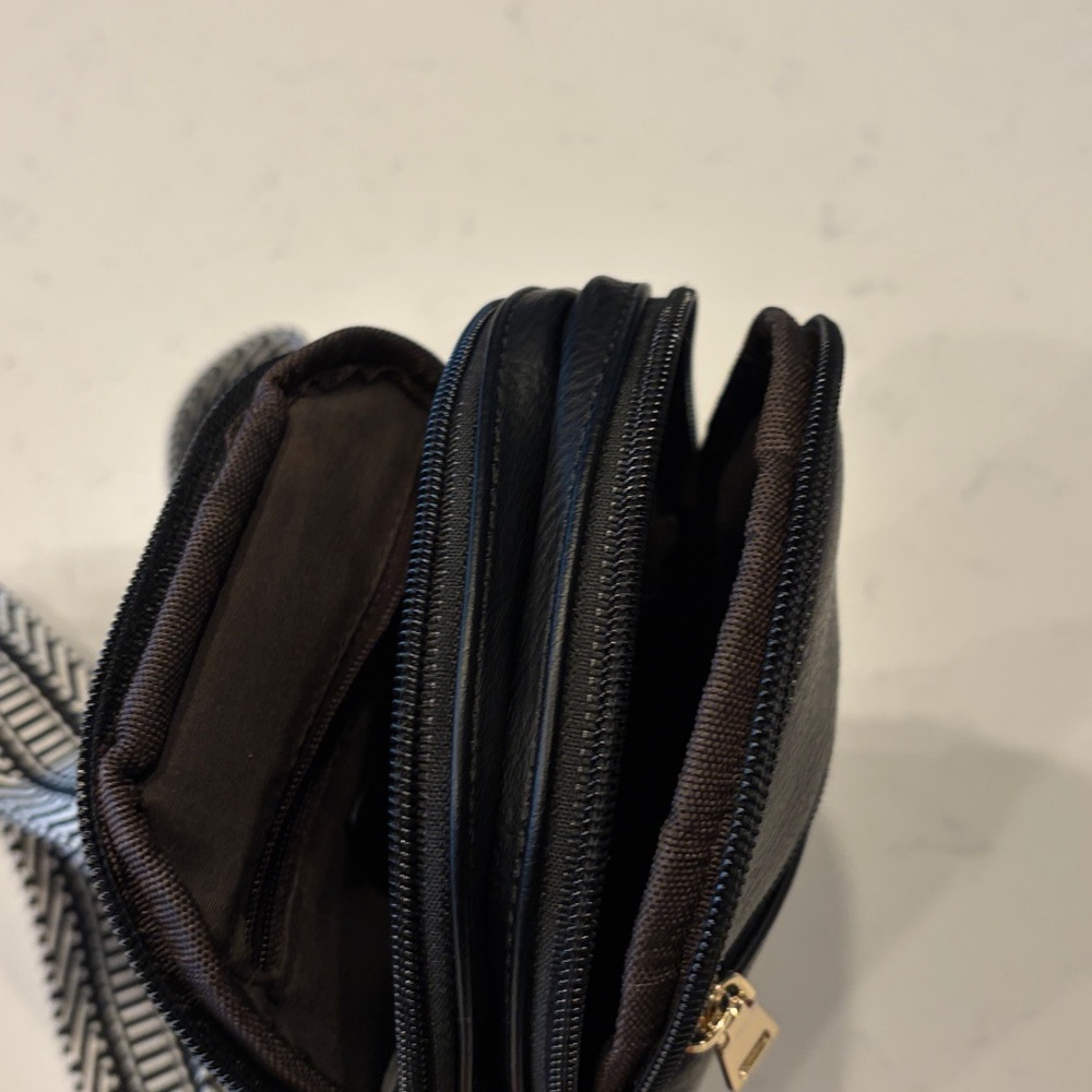 Elegant Black Mini Backpack With Patterned Strap - image 2